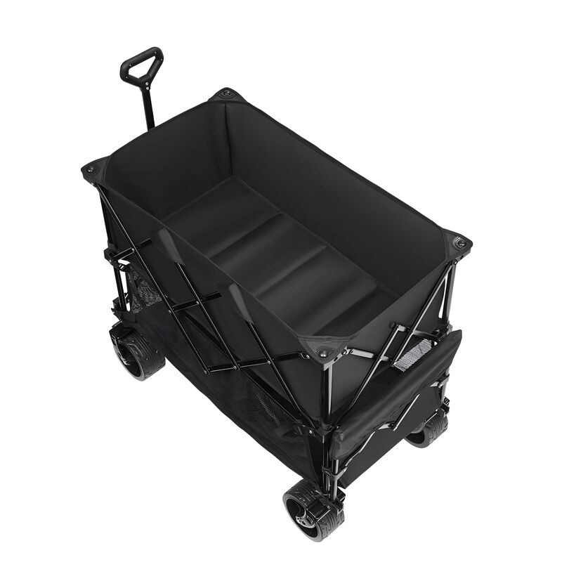 Folding Double Decker Utility Wagon Cart with All-Terrain Wheels for Beach, Garden & Camping-Black image number 3