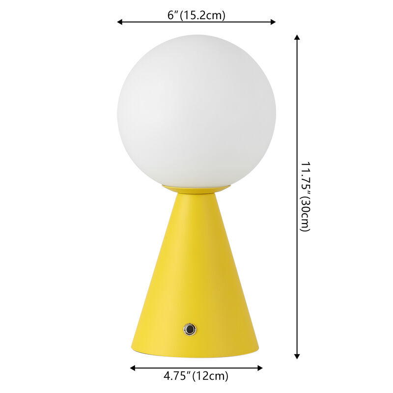 Macie 11.75" Modern Minimalist Globe Rechargeable/Cordless Dimmable Integrated LED Table Lamp with Touch Sensor