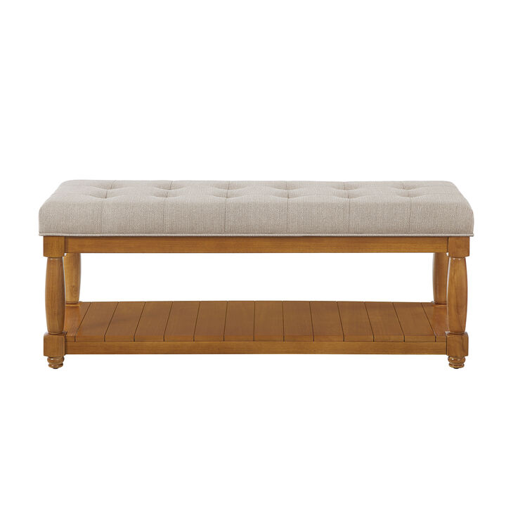 Resort Linen Solid Wood Bench