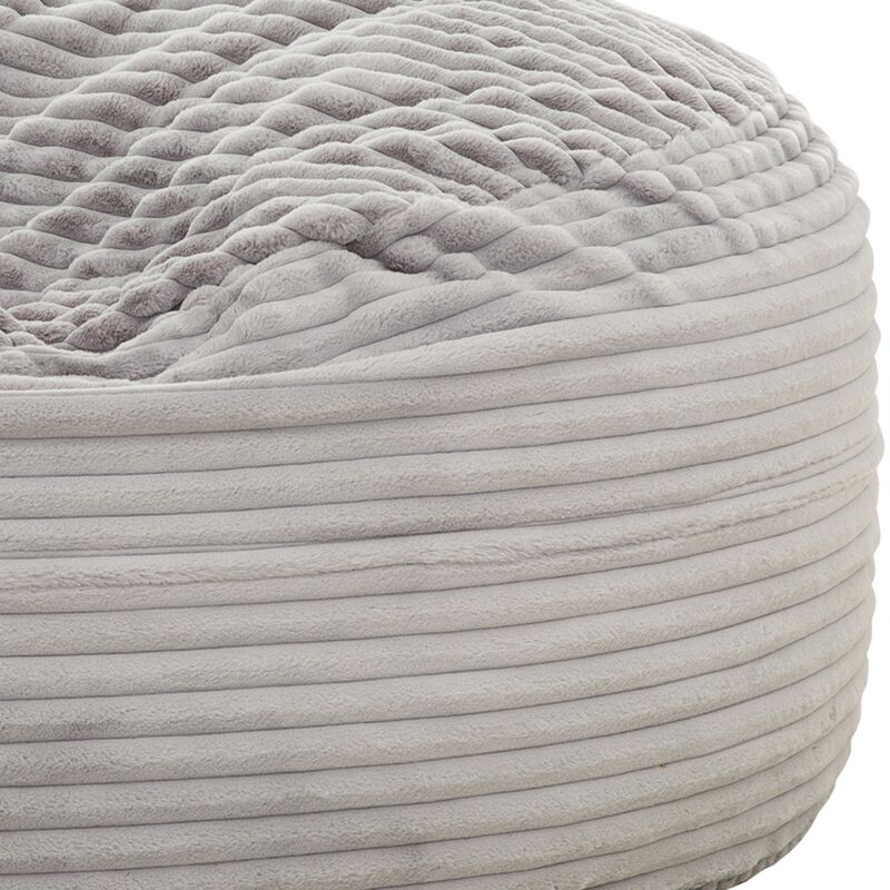 Sealy Oversized Bean Bag Chair, Gray Faux Fur Cover Shredded Foam Fill - Benzara image number 2