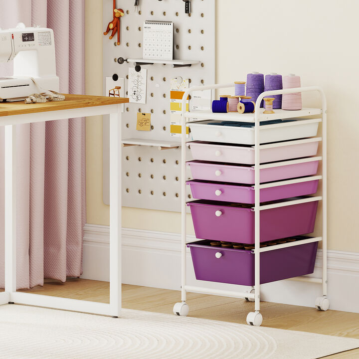 6-Drawer Mobile Storage Organizer Cart for Home, Office and Craft Room