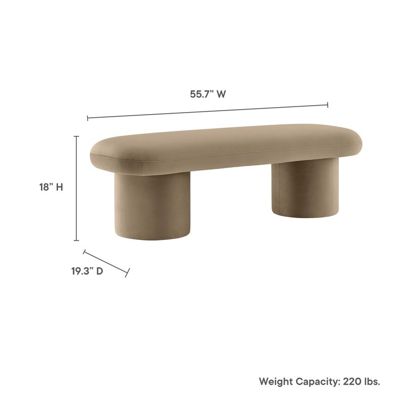 Modway Orla Performance Velvet Upholstered Bench in Taupe image number 2