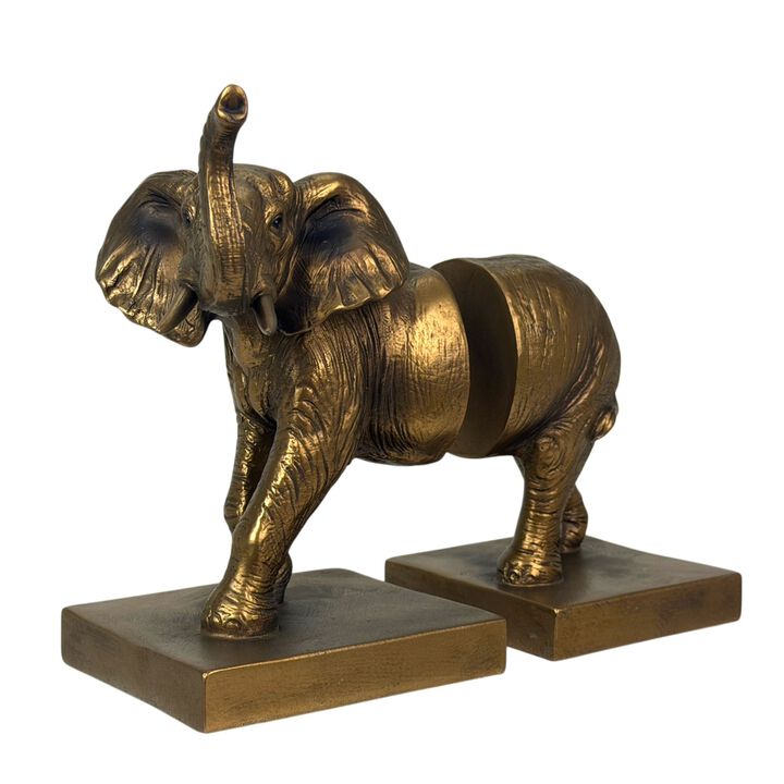 Elephant Bookends Set Of 2 Antique Copper Resin Decorative Book Holders