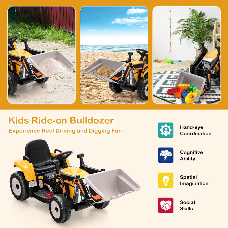 Battery Powered Kids Excavator Ride On Toy with Adjustable Arm and Shovel Bucket-yellow image number 6