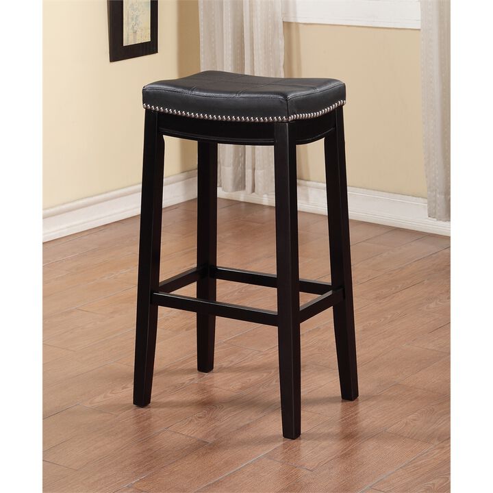 Linon Classic Bar Stool with Faux Leather Padded Seat
