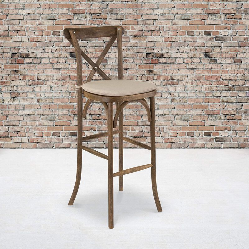 Flash Furniture Wood Cross Back Barstool, 1 Pack, Dark Antique
