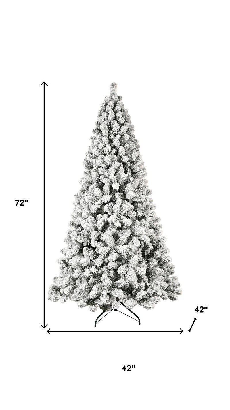 HomeRoots 6' Pre Lit Full Flocked Spruce Christmas Tree image number 4