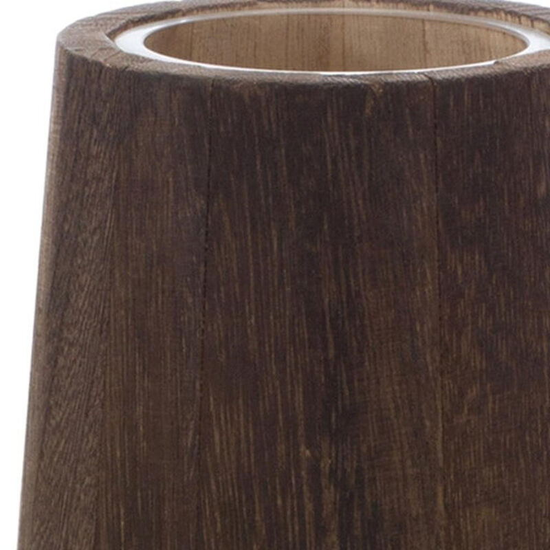 HomeRoots Set of Two Brown And Clear Glass Tapered Table Vases With Wood image number 3