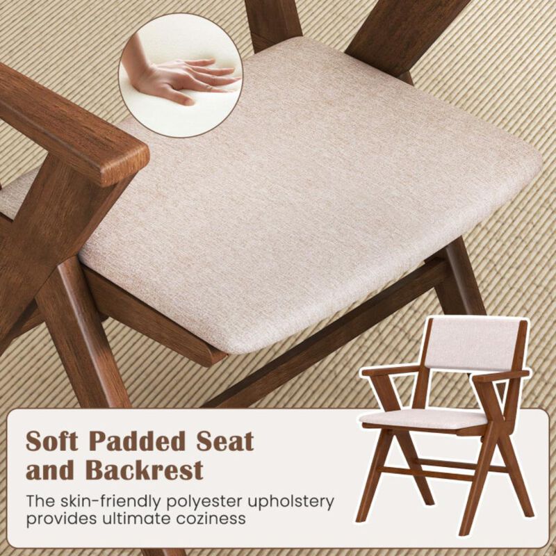 Hivvago Wooden Dining Chair with Rubber Wood Frame Set of 2