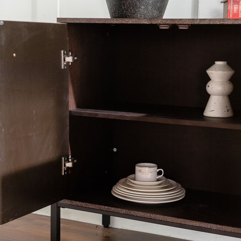 Mid-Century 56.3" Geometric Sideboard &ndash; 2 Doors, 2 Drawers, image number 5