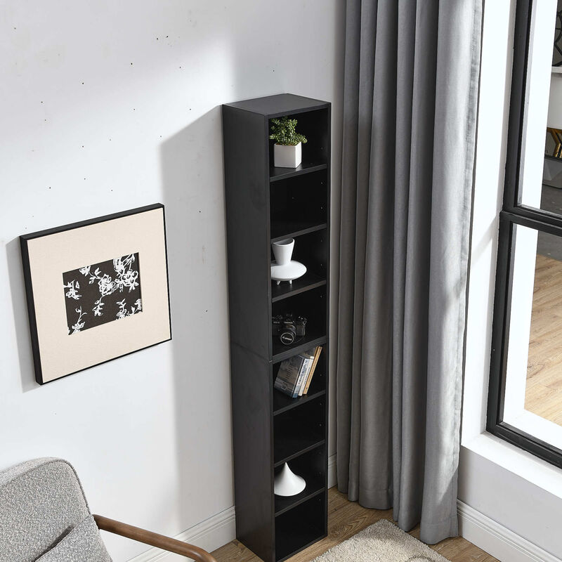GOODSILO 8-Tier Media Tower Rack with Adjustable Shelves, Slim CD DVD Storage Cabinet image number 7