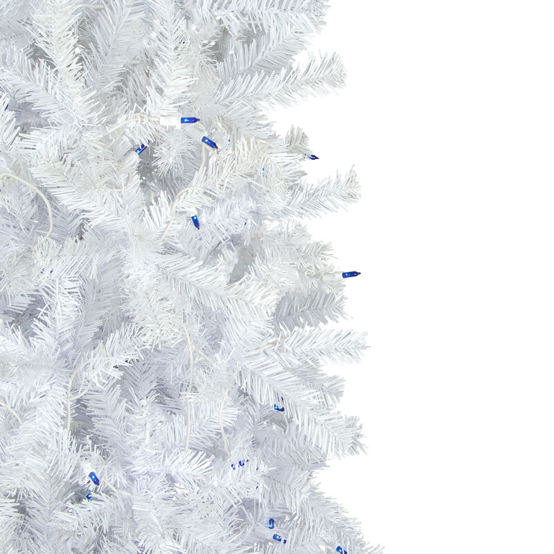 6.5' Pre-Lit Woodbury White Pine Pencil Artificial Christmas Tree  Blue Lights