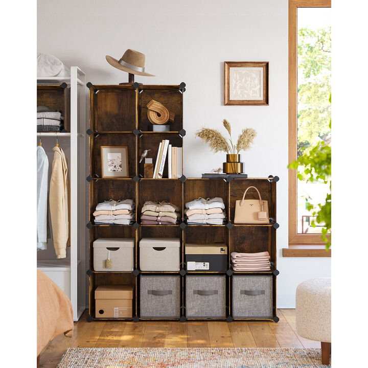 Space-Saving 16-Cube Plastic Shoe Rack &ndash; Shoe Storage Organizer