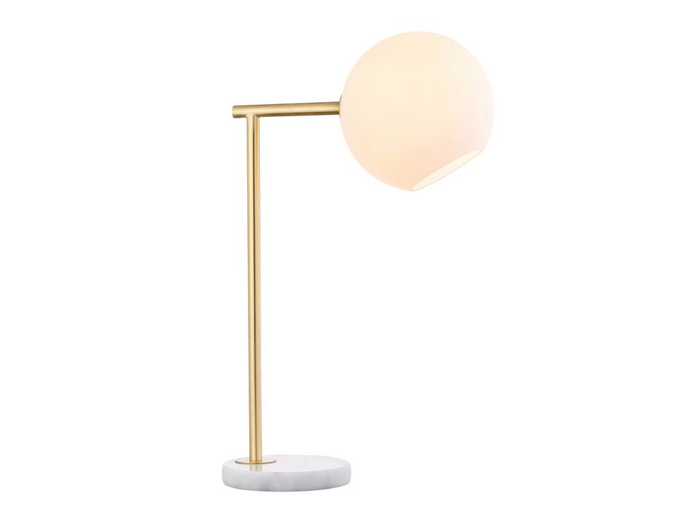 Charles 20.5" Metal/Marble LED Table Lamp, Gold/White
