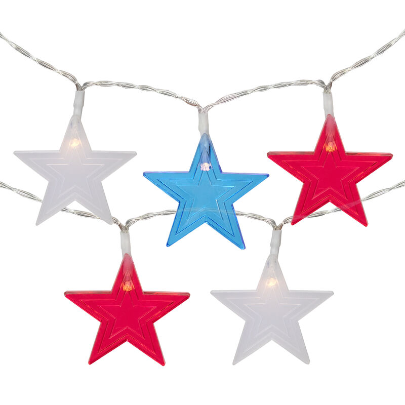 20-Count Patriotic Americana Star LED String Lights  9.5ft  Clear Wire image number 0