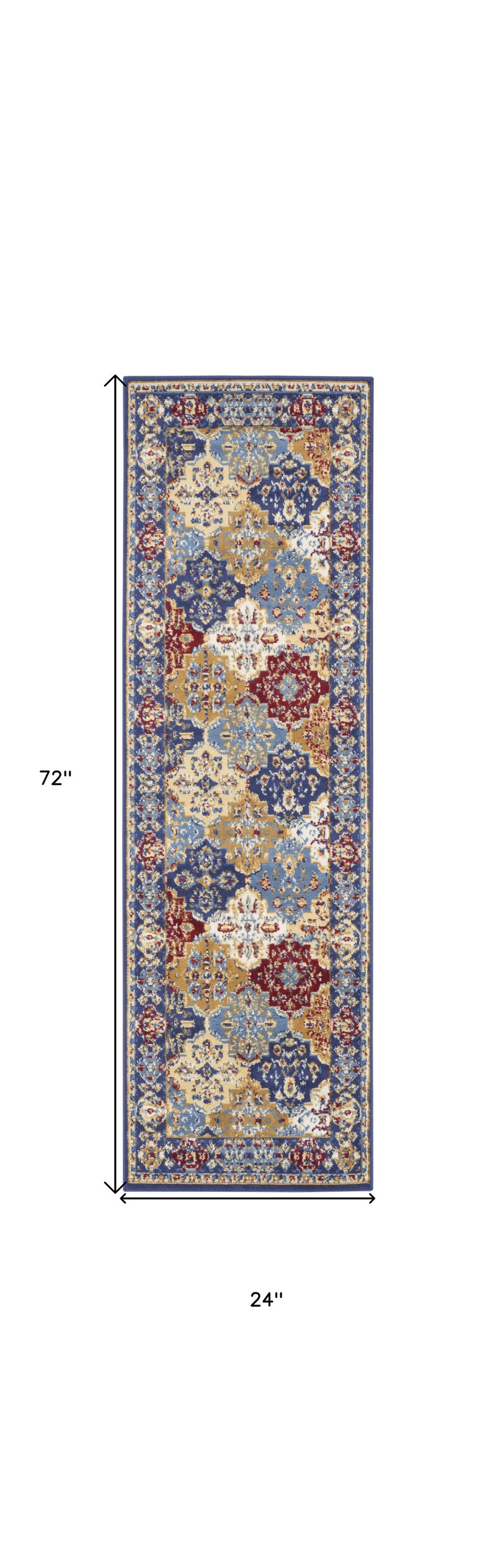 HomeRoots Ogee Distressed Non Skid Runner Rug image number 3