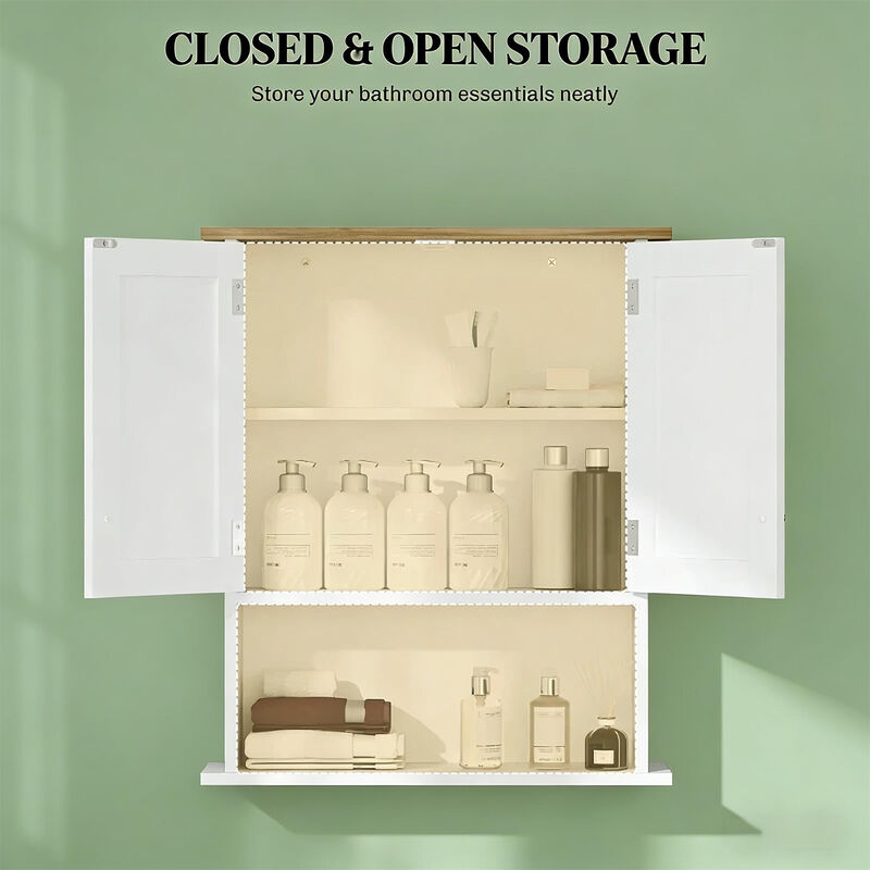 23.6" Floating Storage with Adjustable Shelf, Wall-Mounted Bathroom Cabinet image number 5