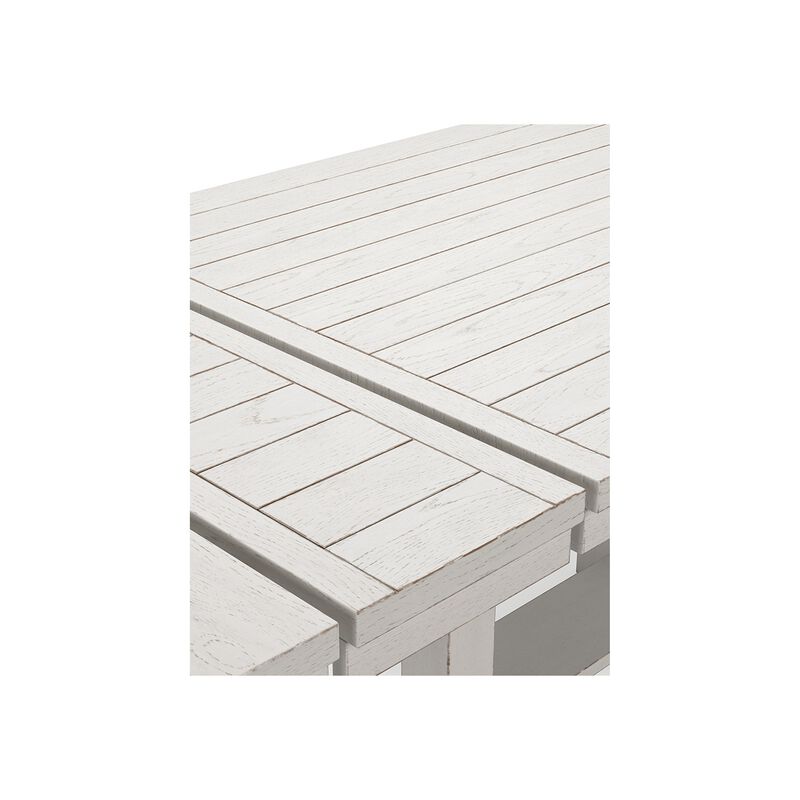 Fleur Counter Table with 2 Extension Leaves, White Wood, 62-86 Inch