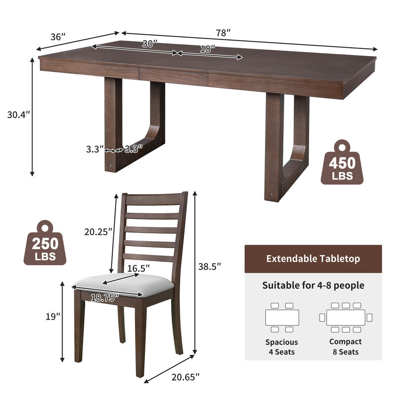 Merax Farmhouse 7-Piece Extendable Dining Set image number 7