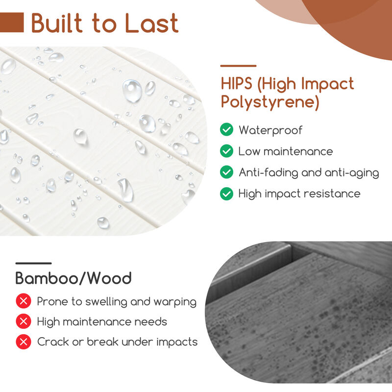 HIPS Plastic Shower Seat with Grab Handle and Handheld Shower Spray