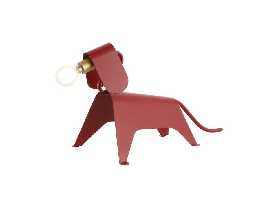 Rover 10" Modern Industrial Iron Canine LED Kids' Lamp, Red