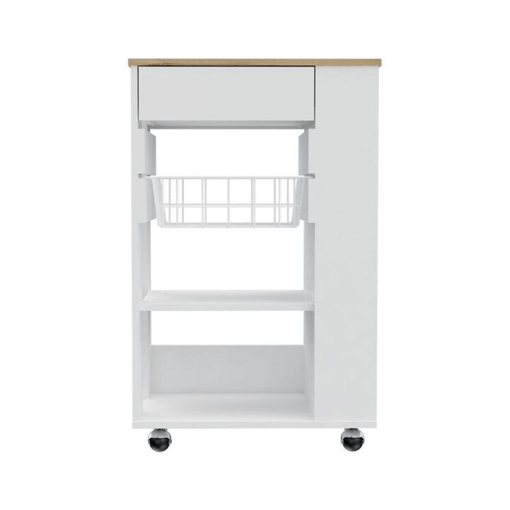 Prospect 5-Shelf 1-Drawer Kitchen Cart White and Light Oak
