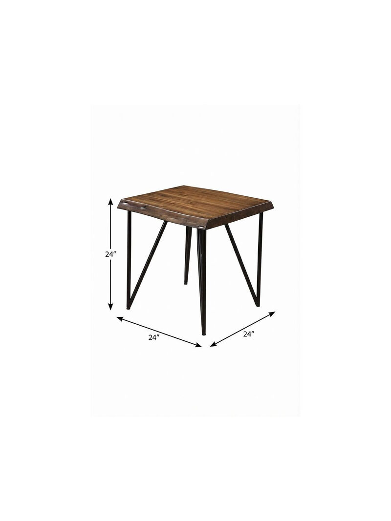 HomeRoots 24" Black And Wood Brown Solid Wood End Table image number 4