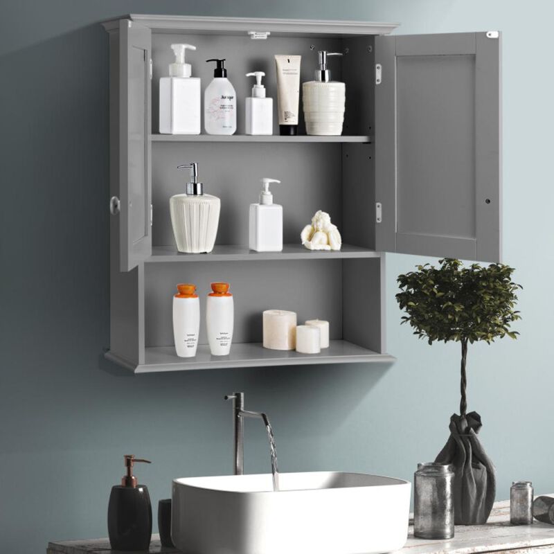 Hivvago 2-Door Wall Mount Bathroom Storage Cabinet with Open Shelf
