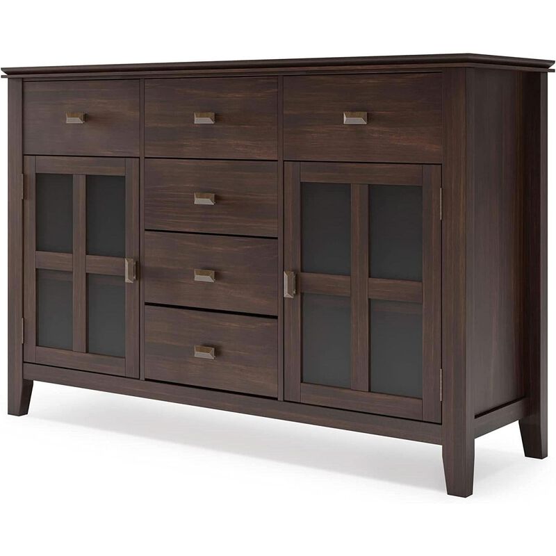 ShipItFurniture Chestnut Brown Contemporary Sideboard With Glass Doors image number 6