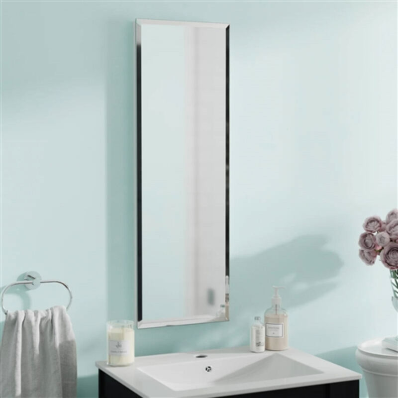 Narrow Bathroom Wall Cabinet with Frameless Mirror – Slim Medicine Storage Cabinet