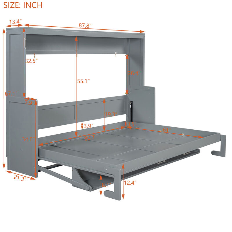 Merax Queen Size Folding Murphy Bed with Hidden Desk image number 3