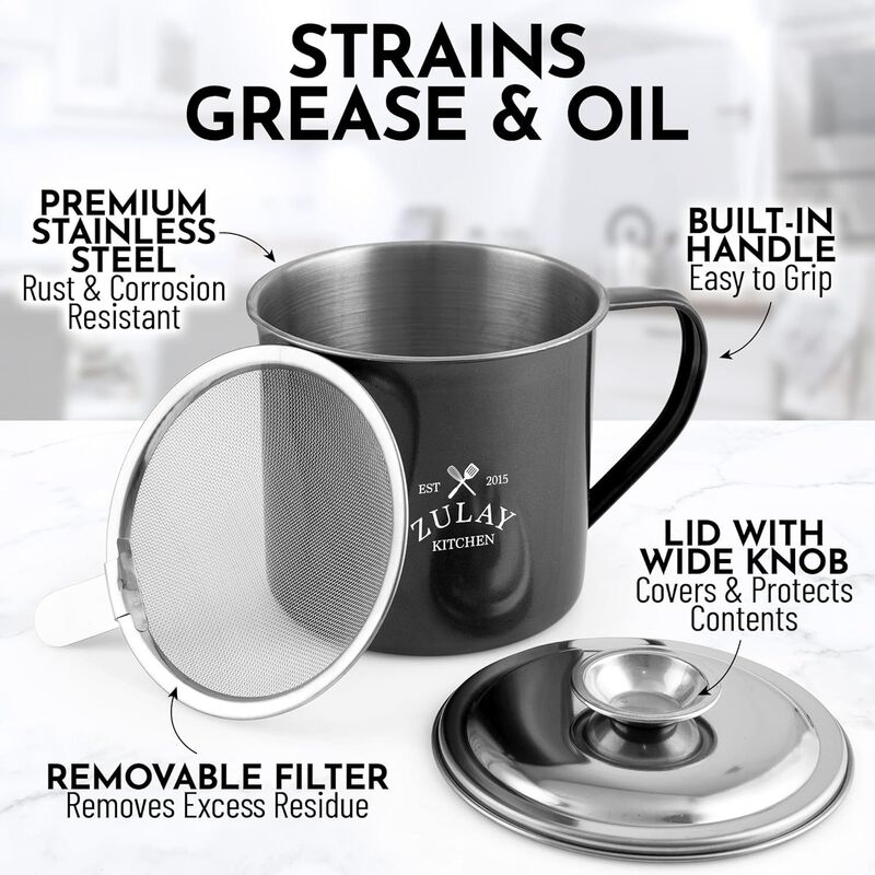 Bacon Grease Container With Strainer