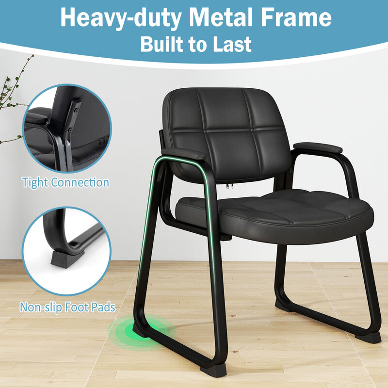 Set of 2 Ergonomic Upholstered Waiting Room Chairs with Armrests image number 6