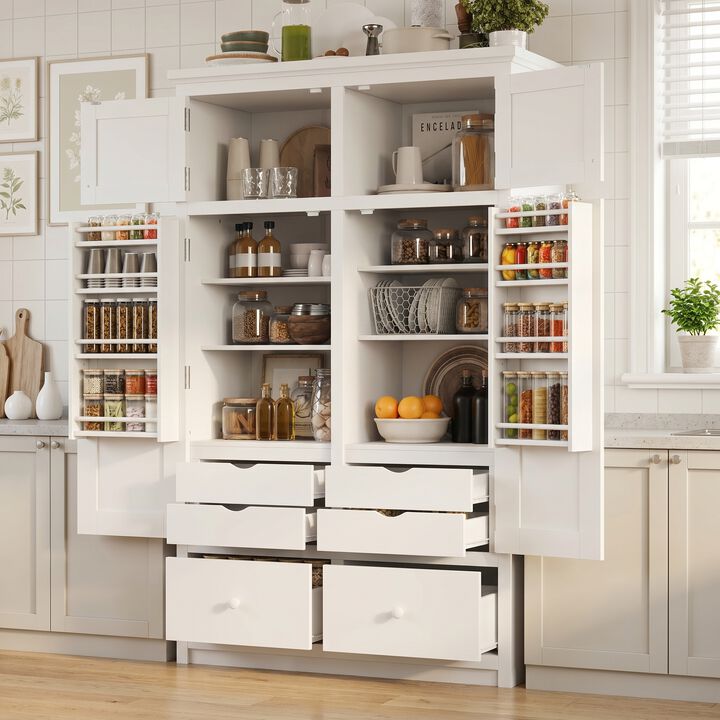 Merax Extra-Wide Storage Cabinet with 6 Drawers, Top Cabinets & Adjustable Shelves