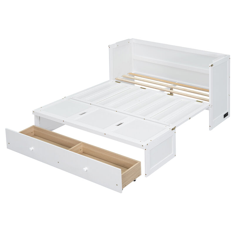 Merax Full Size Murphy Bed with USB Port and a Large Drawer image number 0