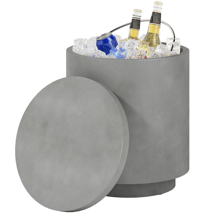 Hivvago 2.6 Gal Concrete Cooler Bar Table with Ice Bucket and Storage