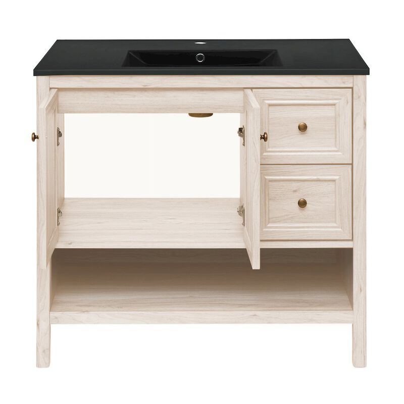 Chateau 36" Freestanding Bathroom Vanity in White Oak with Black Sink Top image number 3