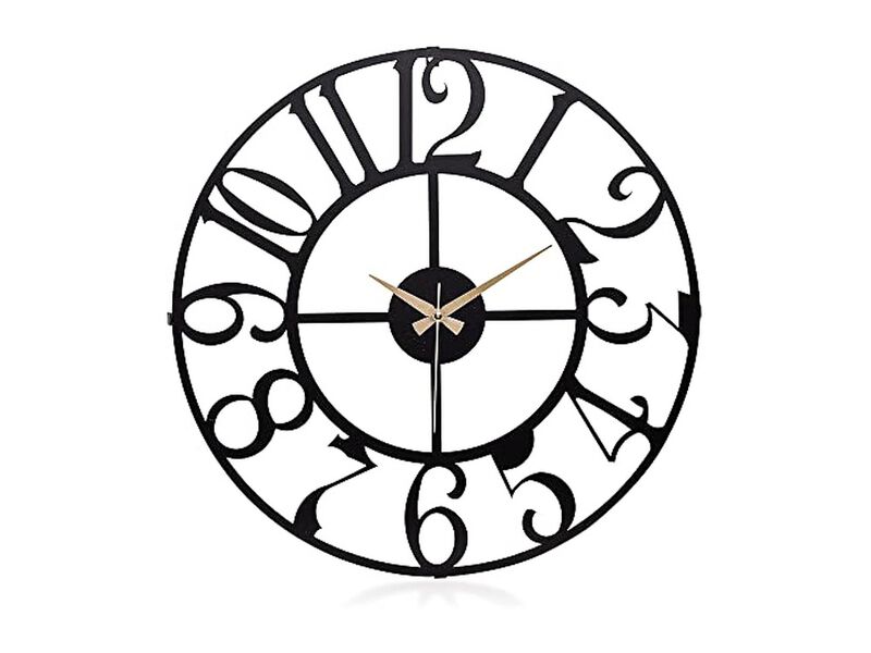 Metal Black Wall Clock 20 Inch Silent Modern Battery Operated Living Room Decor image number 0