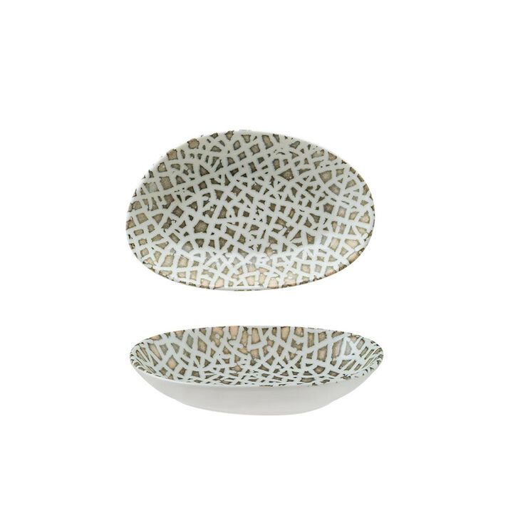 Lapya Wood 6" x 4" x h:1" Organic Decorated Porcelain Platter (Set of 2)