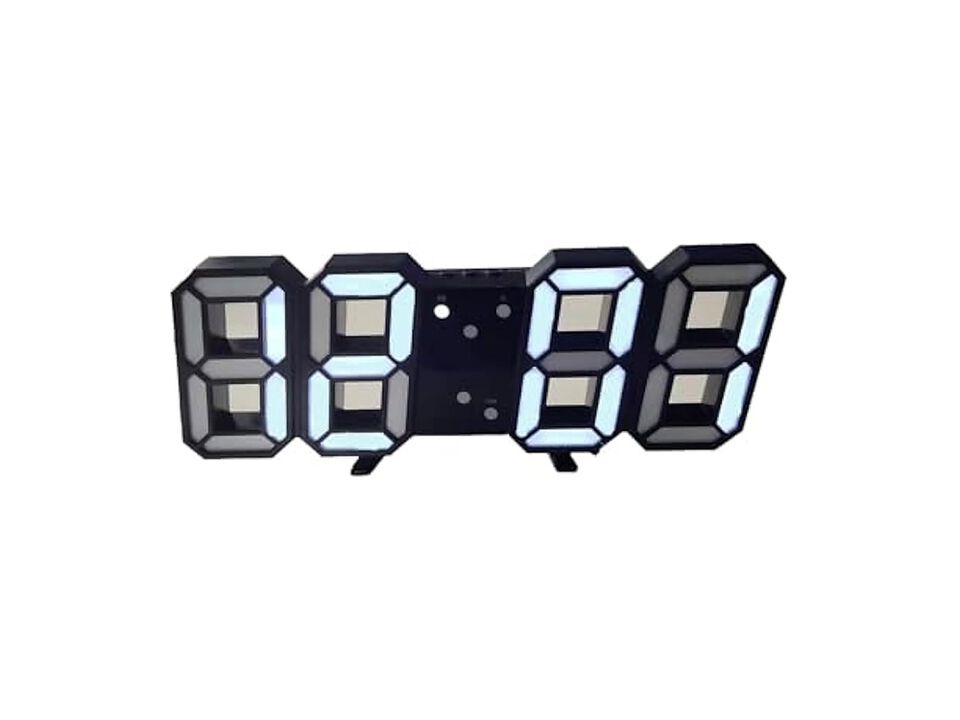 LED Table Minimalist Mounted Alarm Wall Clock Black Office Decor
