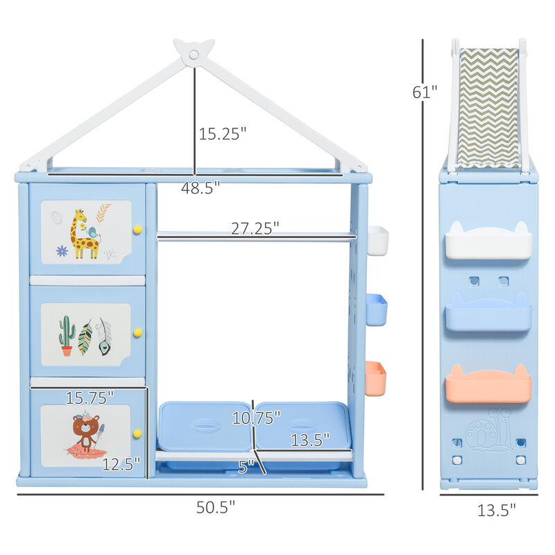 Roomy Kids Wardrobe Closet Hanging Rack Built for Kids Bedroom Storage, Blue