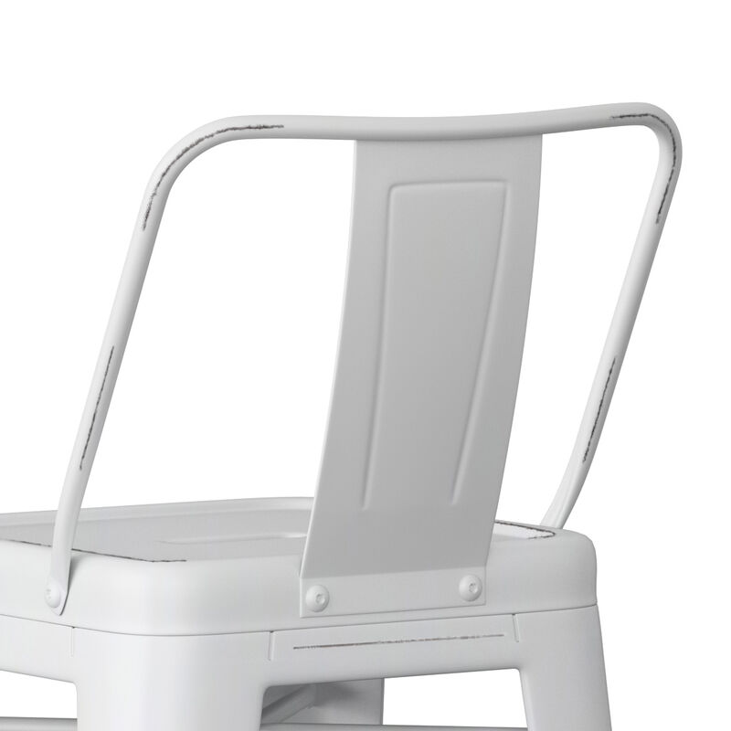 Rayne Industrial Metal 24 inch Counter Height Stool (Set of 2) in Distressed White