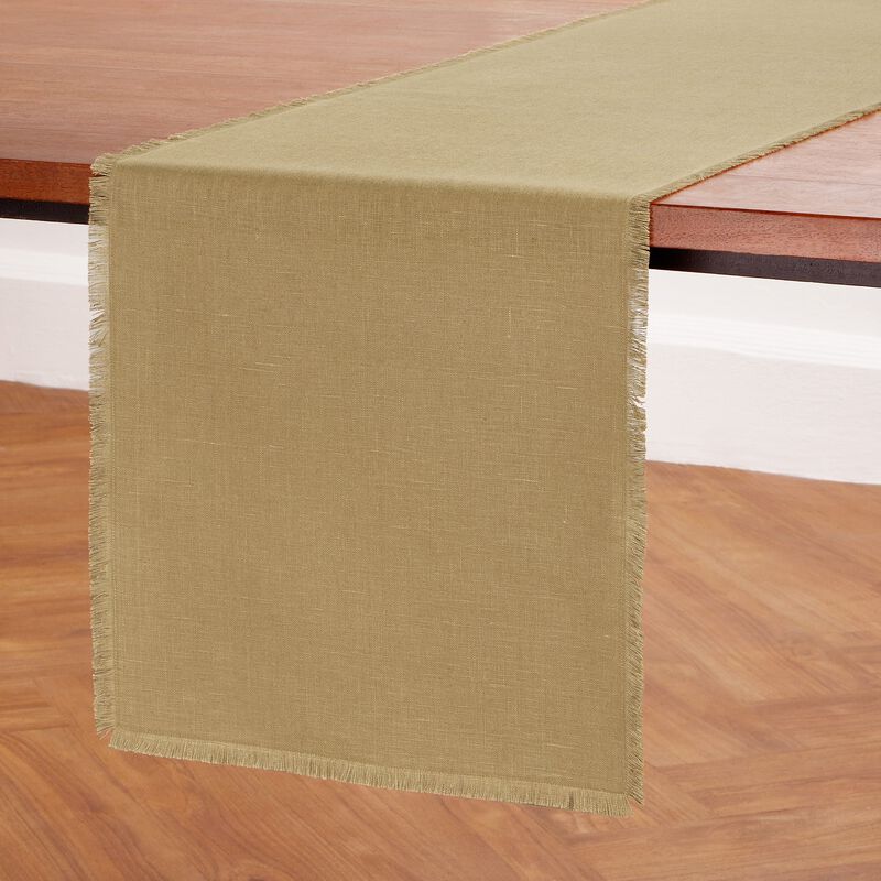 Solino Home Fringe 100% Linen Table Runner &ndash; Handcrafted, Machine Washable, Perfect for Holiday and Everyday Dining