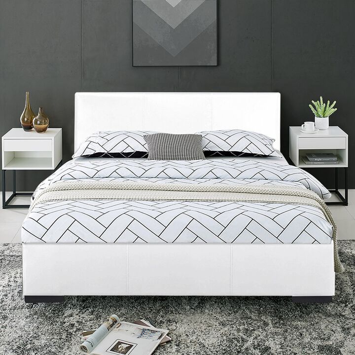 Faux Leather Upholstered Bed &ndash; Solid and Engineered Wood Structure