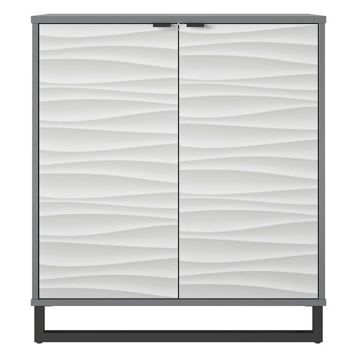 Ameriwood Home Monterey Two-Door Accent Cabinet, Faux Wave Pattern with Graphite