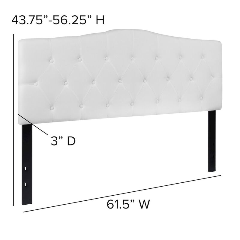 Flash Furniture Tufted Upholstered Queen Size Headboard in White Fabric image number 3