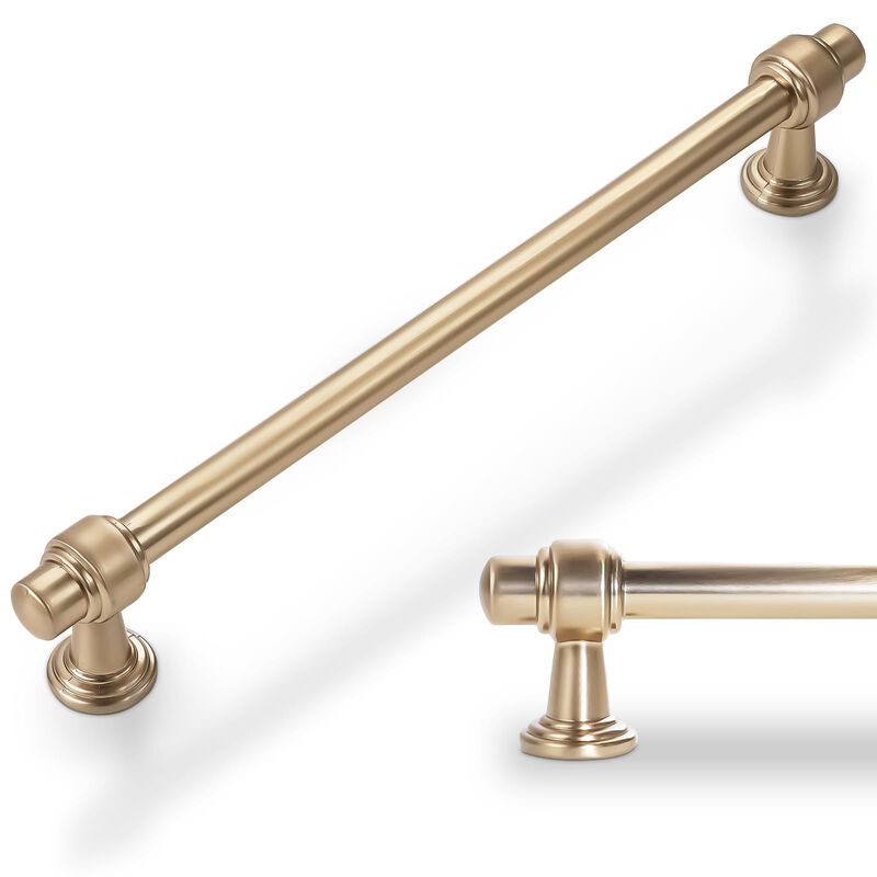 Amasideca 6 Pack Champagne Bronze Pulls 12.6 Inch(320mm) Hole Centers Kitchen Cabinet Handles Zinc Alloy Champagne Drawer Pulls