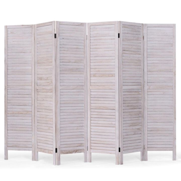 Hivvago 6 Panels Classic Venetian Wooden Slat Room Screen