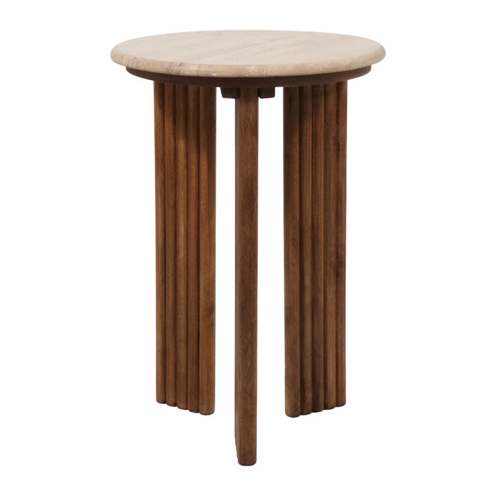 Travertine Top Accent Table