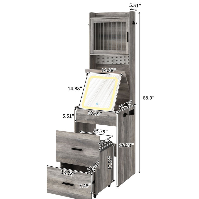 Vanity Desk with Mirror and LED Lights &ndash; Elegant Makeup Table with Illuminated Mirror and Storage Space